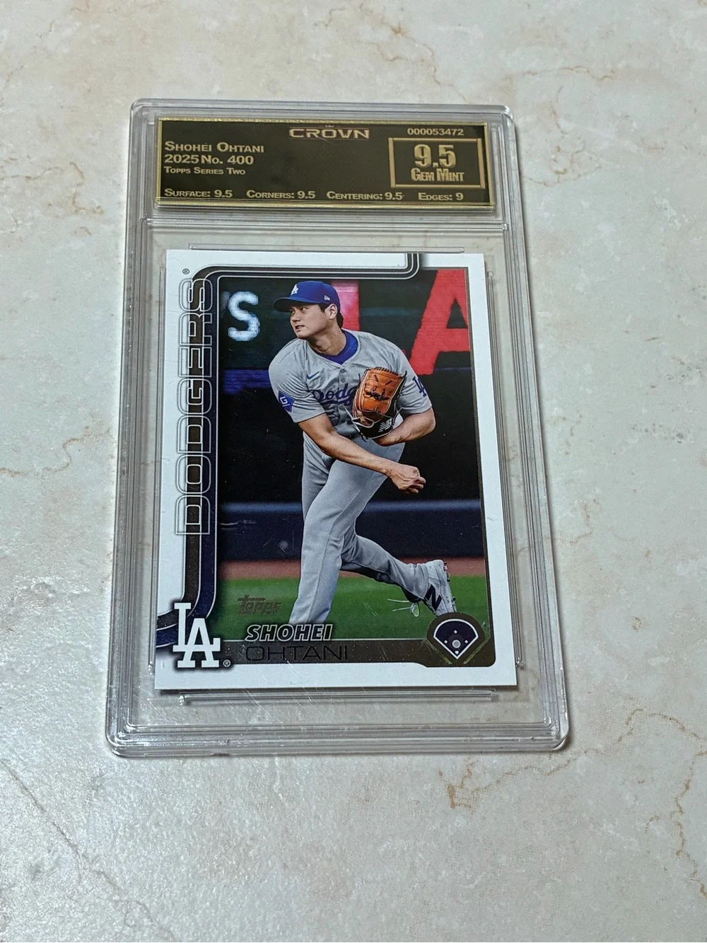 Shohei Ohtani Dodgers baseball card graded 9.5